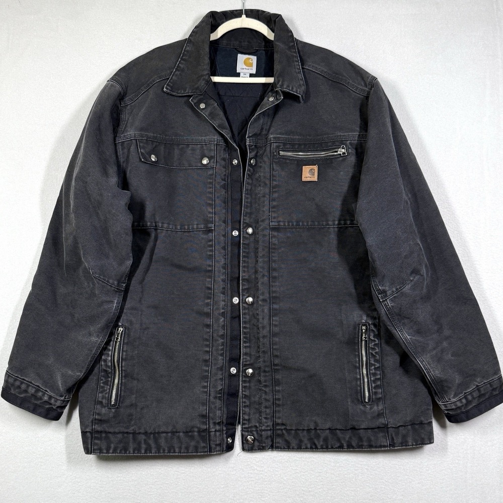 Carhartt Jacket Mens 3XL Multi Pocket Sandstone Quilt Lined Work Chore Barn J285